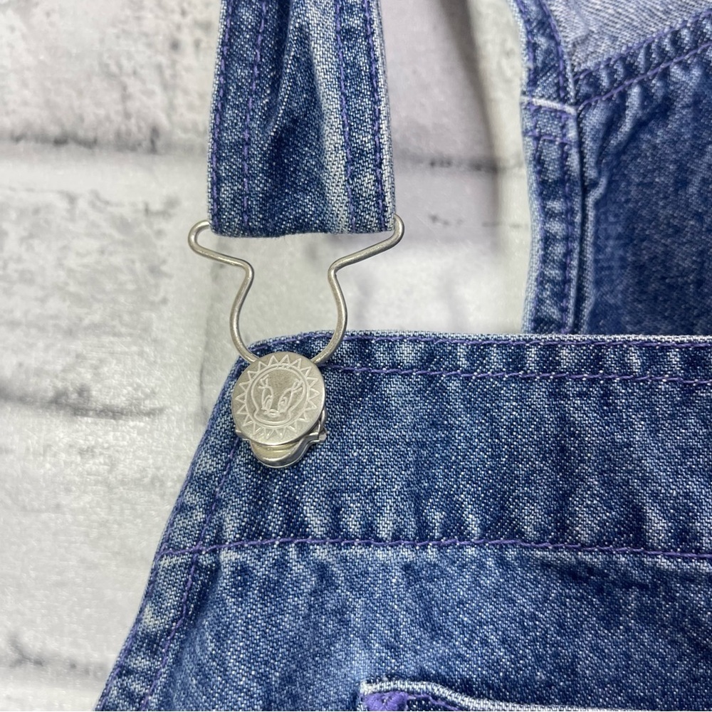 Vintage Looney Tunes Tweety Denim Cargo Bib Overall Shorts Plus Size 26W/28W - Picture 9 of 13